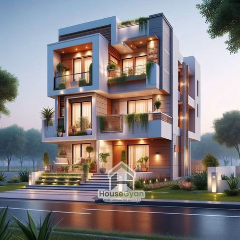 Modern 2nd Floor House Front Elevation Designs for Double Floor - HouseGyan House Front Elevation, Party Logo, Front Elevation Designs, Elevation Design, House Drawing, Diy Home Repair, Front Elevation, Home Loans, 2nd Floor