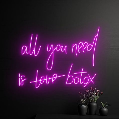 #NeonLightSigns #BrightIdeas #NeonSigns #BrightIdeas Neon Sign Med Spa, Botox Neon Sign, Botox Spa Decor, Botox Sayings, Botox Decor, Botox Room Ideas, Spa Signage, Spa Signs, Botox Aesthetic