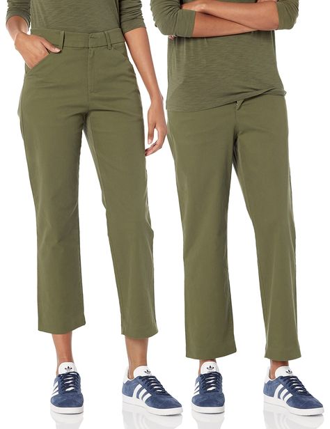 PRICES MAY VARY. 96% Cotton, 4% Spandex Imported Pull On closure Machine Wash THE ESSENTIAL KHAKI CAPRIS: With a slim, fitted cut that’s lean but never tight, our cropped khaki pants are made from a smooth cotton twill fabric with GapFlex stretch to keep you comfortable all day long CLASSIC DETAILS: This pair of flat front chino trousers features a comfortable stretch waistband, front slant pockets, back welt pockets, a button closure, and a heavy duty zipper fly SIZES FOR ALL: Gap casual dress Khaki Capris, Twill Dress, Khaki Chino Pants, Casual Dress Pants, Khaki Jacket, Army Green Jacket, Khaki Chinos, Army Jacket, Gap Women