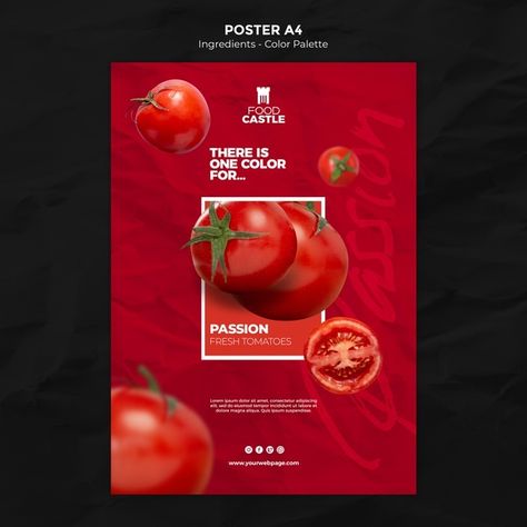 Vertical poster template with tomato Fre... | Free Psd #Freepik #freepsd #poster #template #fruit #color Restaurant Poster, Restaurant Flyer, Photoshop Resources, Food Banner, Burger Restaurant, Vertical Poster, Food Poster, Fresh Tomatoes, Food Waste