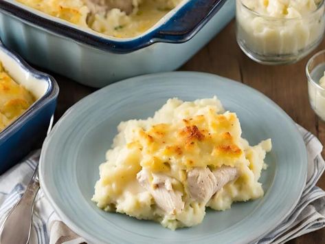 Creamy Chicken & Mashed Potato Casserole - Easy & Delicious! | The Foodie Fix | NewsBreak Original Chicken Mashed Potato Casserole, Chicken Corn Casserole, Quick Nutritious Meals, Chicken Florentine Casserole, Buttered Noodles Recipe, Creamy Spinach Chicken, Bisquick Chicken, Spicy Chicken Tacos, Asparagus Casserole