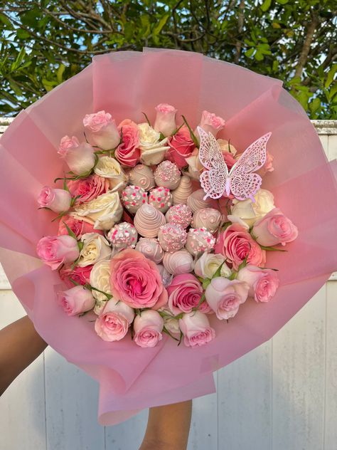 pink strawberry bouquet with pink and white roses mother’s day gift girlfriend gift her gift gift ideas for her Rose Bouquet With Strawberries, Strawberry Flowers Bouquet, Strawberries And Flowers Bouquet, Flower Strawberry Bouquet, Flower Bouquet With Strawberries, Roses And Strawberries Bouquet, Strawberry And Roses Bouquet, Strawberry Chocolate Bouquet, Chocolate Covered Strawberries Bouquet With Roses