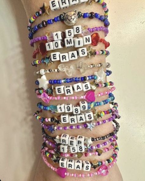 Taylor swift | friendship bracelets | Swiftie | the eras tour | eras tour bracelets | funny Taylor | taylor alison swift Taylor Swift Album Colors Bracelet, Swiftui Bracelets, Bracelet Ideas 2023, Bracelets Taylor Swift Concert, Taylor Swift Best Friend Bracelet, Taylor Swift Bracelets Colors, Taylor Swift Eras Friendship Bracelets, Taylor Swift Trading Bracelets, Taylor Swift Concert Friendship Bracelets