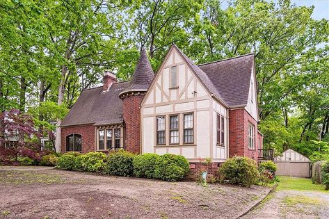 Love the lavender bathroom! Circa 1932 in North Carolina. $259,000 - The Old House Life Brick Sunroom, Lavender Bathroom, Arched Front Door, Crown Moulding, Historic District, Wainscoting, Baseboards, Built Ins, Old House