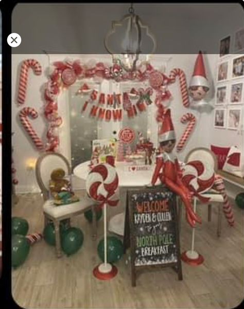 Kitchen Elf Ideas, Elf On The Shelf Themed Christmas Party, Elf On The Shelf Birthday Party Ideas, Elf On The Shelf Fiesta, Elf On The Shelf Party Theme, Elf On The Shelf Bakery, Elf On The Shelf Christmas In July, Polar Express Breakfast For Kids, Christmas In July Elf On The Shelf