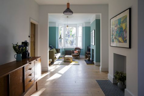 Living Room Knock Through, Victorian Terrace Hallway, Terrace Living Room, Open Plan Living And Dining, Victorian Living Room, House Extension Design, Open Plan Living Room, London House, Victorian Terrace