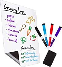 Magnetic Dry Erase Whiteboard Sheet for Kitchen Fridge: with Stain Resistant Technology - 12x8" - Includes 4 Markers and Big Eraser with Magnets - Refrigerator Grocery List White Board Organizer Clear Dry Erase Board, Whiteboard Organization, Glass Dry Erase Board, Stainless Steel Fridge, Kitchen Fridge, Whiteboard Eraser, Magnetic Whiteboard, Kitchen Fridges, Dry Erase Calendar