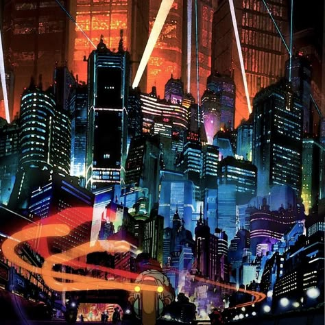 Akira City, Retro Cyberpunk Aesthetic, Neo Tokyo Aesthetic, Retro Cyberpunk, Tokyo Aesthetic, Neo Tokyo, Anime City, Fallout Art, Retro Room