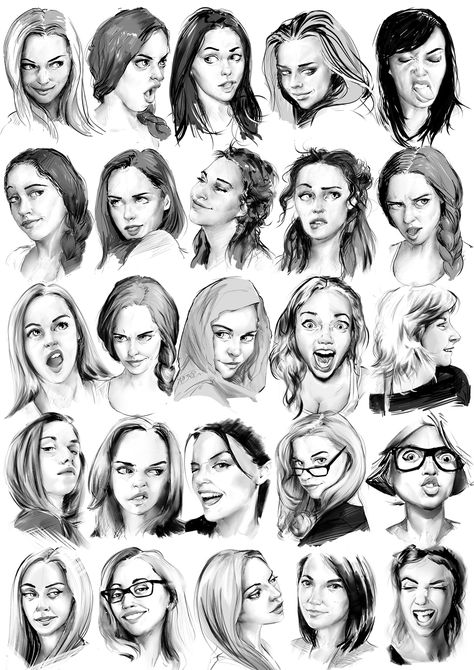 Bored Poses Drawing, Thinking Face Drawing, Face Practice Drawing, Face Practice, Different Faces, Drawing Face Expressions, Tree Drawings Pencil, 얼굴 드로잉, Drawing People Faces