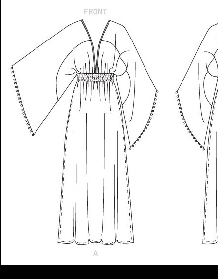 Abaya Flat Sketch, Kaftan Flat Sketch, Kaftan Sketch, Kaftan Illustration, Abaya Sketch Design, Abaya Sewing Pattern, Circassian Dress, Avatar Clothes, Technical Flats