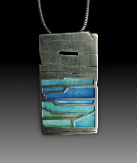 425 Unusual Jewelry Silver, Tab Setting, Rock Layers, Enamel Pendants, Enameled Jewelry, Silver Jewelry Accessories, Contemporary Jewelry Design, Moms Crafts, Beachglass Jewelry