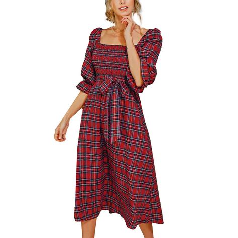 Kate Middleton Wore a Tartan Midi Dress with Prince William in Boston Plaid Maxi Dress, Tartan Plaid Dress, Sorority Rush Dresses, Rush Dresses, Cardigan Crop Top, Red Dress Boutique, Dress Bra, Red Tartan, Sash Belt