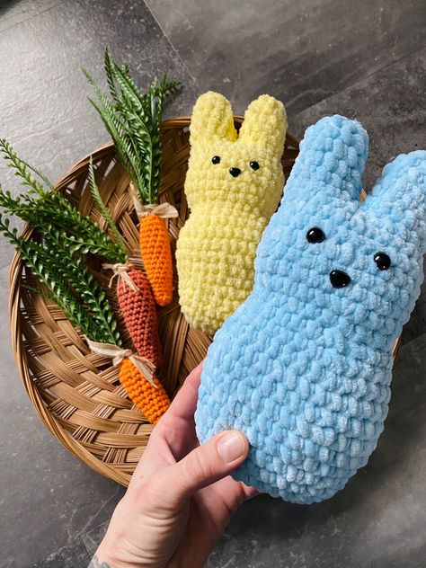 Crochet Peep, Bunny Stuffie, Bunny Marshmallow, Bunny Nose, Peep Bunny, Crocheted Bunny, Crochet Stuffies, Rabbit Crochet, Marshmallow Bunny