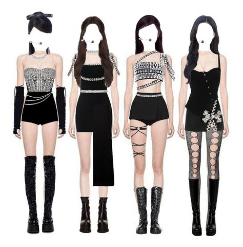 Kpop Dance Outfits, Dance Performance Outfits, New Stylish Dress, Korean Outfits Kpop, Bestie Outfits, Band Outfits, Dark Angels, Famous Outfits, Preformance Outfits