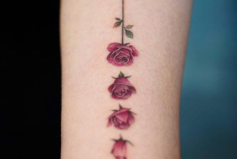 June Birth Flower, Inner Forearm Tattoo, Single Needle Tattoo, Explore Tattoo, Inner Forearm, Forearm Tattoo Women, Flowers Blooming, Flowers Red, Nature Flowers