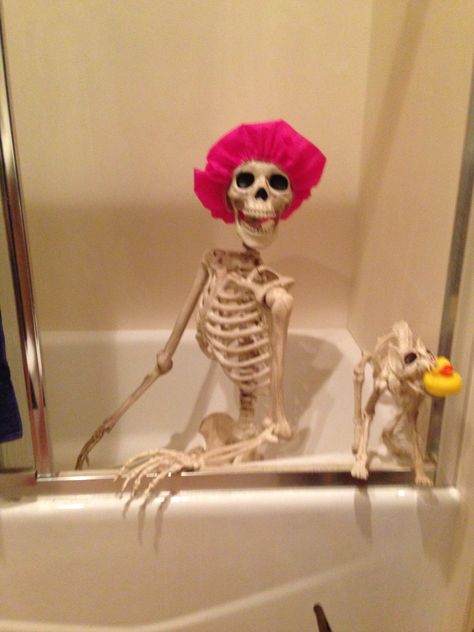 Toilet Tank, A Skeleton, Bath Time, Skeleton, Bath, Halloween