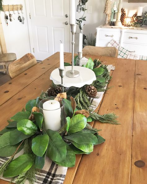 Magnolia Table Decor, Magnolia Dining Table, Dining Table Center Piece, Magnolia Centerpiece, Tea Party Centerpieces, Magnolia Table, Holiday Table Decorations, Magnolia Leaves, Fall Decorations Porch