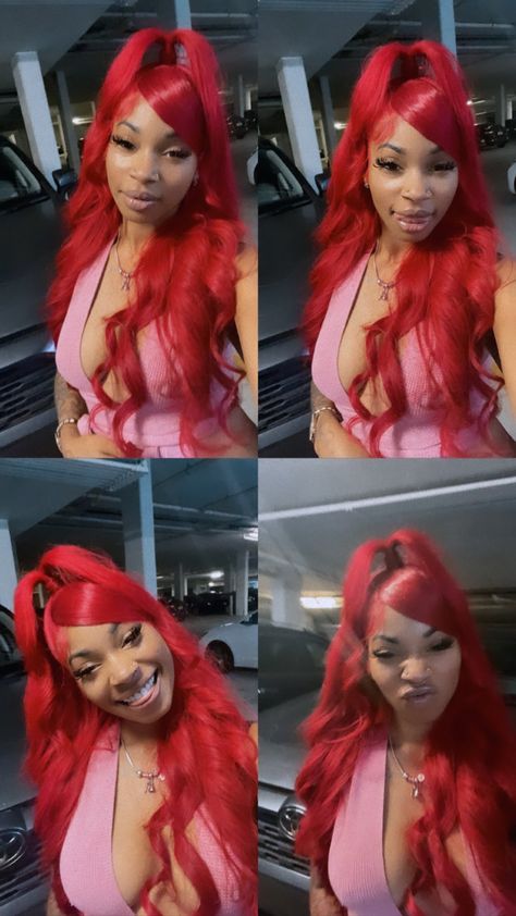 Red Valentines Outfit Ideas, Elegant Ponytail, Frontal Wig Hairstyles, Couples Christmas, Birthday Hairstyles, Quick Weave Hairstyles, Sew Ins, Long Red Hair, Natural Hair Styles Easy