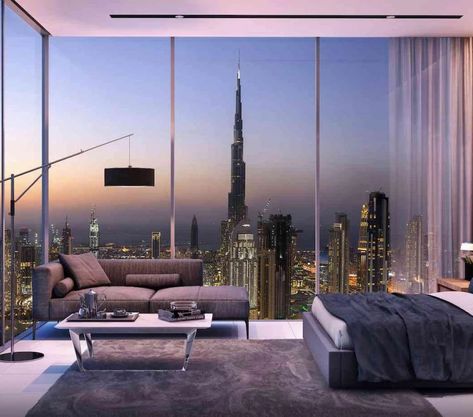 Bedroom Idea as seen in the Loft Room at SLS Dubai Hotel and Residences with unobstructed views of the world’s tallest building Burj Khalifa Apartamento New York, Luxury Apt, Apartment Painting, Style Aesthetics, Apartments In Dubai, Dubai Luxury, Dubai Hotel, Loft Room, Visit Dubai