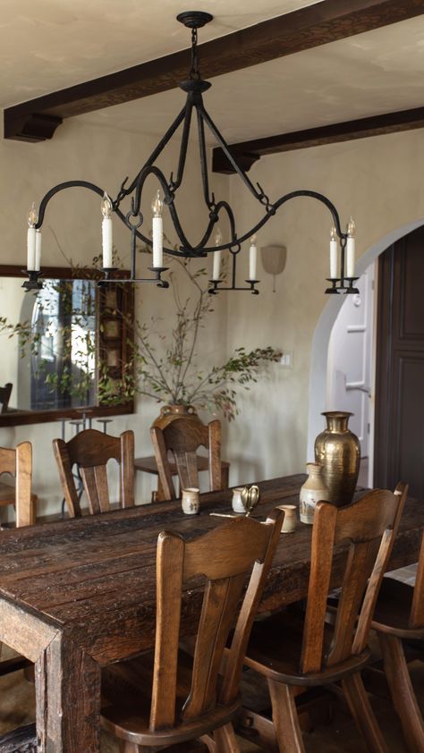 Lone Fox by Drew Michael Scott (@lonefoxhome) • Instagram photos and videos Spanish Style Dining Room, Spanish Dining Room, Apothecary Kitchen, Lone Fox, Pantry Furniture, Living Room Arrangements, Coffee Nook, Rustic Dining Room, Michael Scott