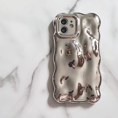 Metallic Phone Case, Iphone 15 Pro Phone Case, Wavy Phone Case, Silver Phone Case, Xmas Vibes, Pinterest Predicts, Wishlist Ideas, Girly Iphone Case, Pinterest Trends