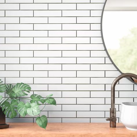 Subway Tile Dark Grout, Tile Dark Grout, Cream Floor, Subway Style, Perfect Bathroom, Best Floor Tiles, Merola Tile, Tile Saw, Porcelain Mosaic Tile