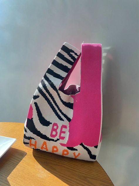 New Arrival Zebra & Leopard Pattern Knitting Bag, Large Capacity, Commuter Vest Bag, Light, Fashionable, Personalized, Versatile And Cute, Color-Block Vest Bag, Handbag Hot Pink Casual,Fashionable   Polyester Animal,Cartoon,Colorblock,Plaid,Plain,Striped,Plants,All Over Print,Textured Pattern Square Bag   Women Bags, size features are:Bust: ,Length: ,Sleeve Length: Vest Bag, Hot Pink Bag, Knitting Bag, Pattern Knitting, Stripes Texture, Bag Light, Crochet Bag Pattern, Leopard Pattern, Knitted Bags