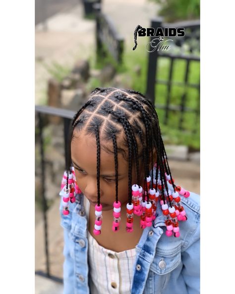 Kids Braids With Beads, Knotless Braids With Beads, Kids Braids, Toddler Hairstyles Girl, Kids' Braids, Braids With Beads, Knotless Braids, Kids Braided Hairstyles, Toddler Hair