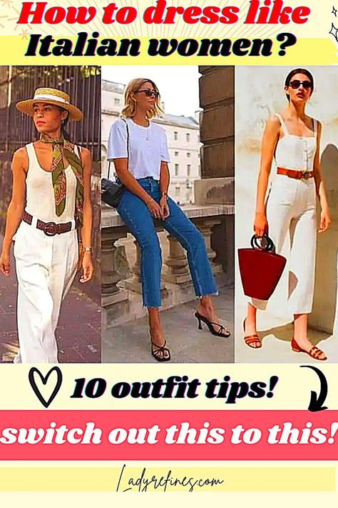 [10 outfit tips]Italian style fashion women outfits - Fashion advice tips, fashion ideas outfits. Italian style fashion women outfits - Fashion advice tips, fashion ideas outfits. ,how to dress like an Italian woman in summer, Italian style fashion women outfits, how to dress like Italian girl, how to dress like an italian women elegantly, how to dress like Italian women in high street style, how to dress like a chic Italian women,, woman outfit ideas,fashion advice woman style Italian Street Style Summer, Italian Style Fashion Women, Italian Street Style Women, Tourist Clothes, Dress Like An Italian Woman, Italian Style Fashion, Woman Outfit Ideas, Fashion Women Outfits, Italian Women Style