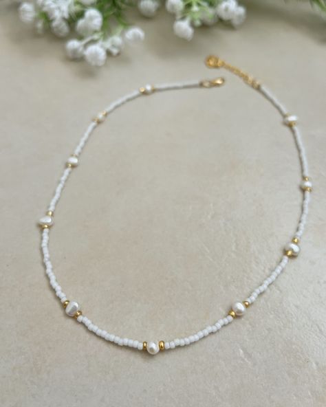 Homemade Jewellery from my home to yours.  Customisable in length. Available in Gold or Silver finsihings. White And Gold Beads Bracelet, Gold Beads Bracelet, Homemade Jewellery, Beading Designs, Beaded Jewellery, Pearls Necklace, Gold Bead Bracelets, Handmade Beaded Jewelry, Homemade Jewelry