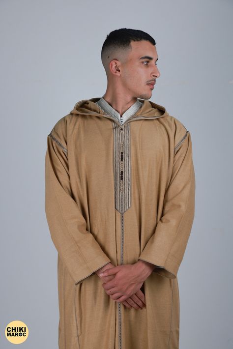 Kaftan For Wedding, Kaftan For Men, Arab Men Fashion, Men Kaftan, Moroccan Kaftan, Cotton Long Dress, Arab Men, Moroccan Caftan, Hooded Dress