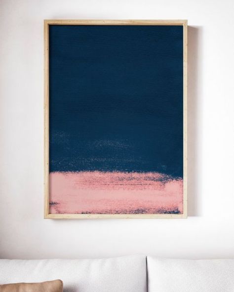 Navy Art Print, Modern Abstract Art Geometric, Pink Prints, Navy Art, Blue Abstract Wall Art, Pink Abstract Painting, Minimal Painting, Modern Art Paintings Abstract, Navy Print