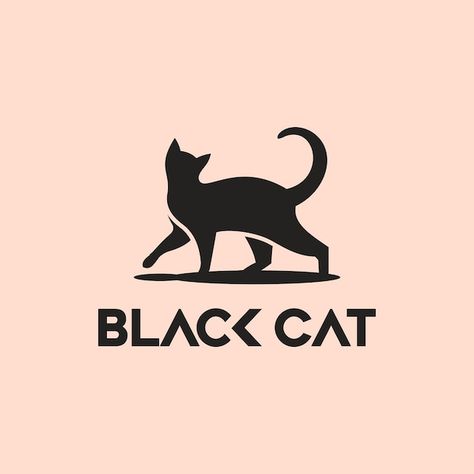 Black Cat Logo Design, Black Cat Logo, Cat Logo Design, Black Cat Silhouette, Animal Stencil, Dog Logo, Cat Logo, Cute Black Cats, Cat Silhouette