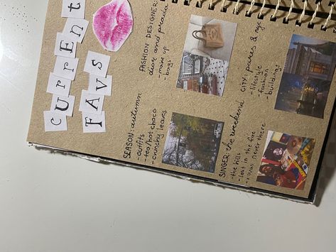 journal page: current favs Nyc Lifestyle, Creative Journaling, School Scrapbook, Journal Page, Journal Pages, Cloth Bags, Sketch Book, Fashion Design, Design