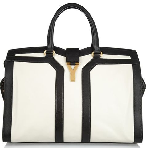 Yves Saint Laurent Cabas Chyc Black and White Ysl Tote, Statement Bags, Hand Candy, Chic Purses, Leona Lewis, Dramatic Classic, Sac Week End, White Handbag, Handbag Heaven