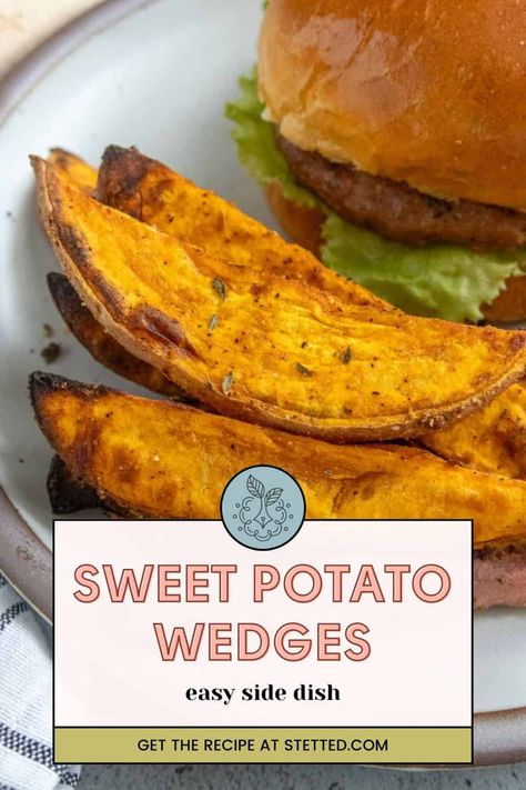 Seasoned sweet potato wedges are a craveworthy side dish or appetizer! This easy recipe is perfect for serving alongside your favorite fall dinners. Sweet Potato Wedges Baked, Crispy Sweet Potato Wedges, Baked Sweet Potato Wedges, Classic Mashed Potatoes, Fall Dinners, Potato Wedges Baked, Sweet Potato Biscuits, Sweet Potato Waffles, Crispy Sweet Potato