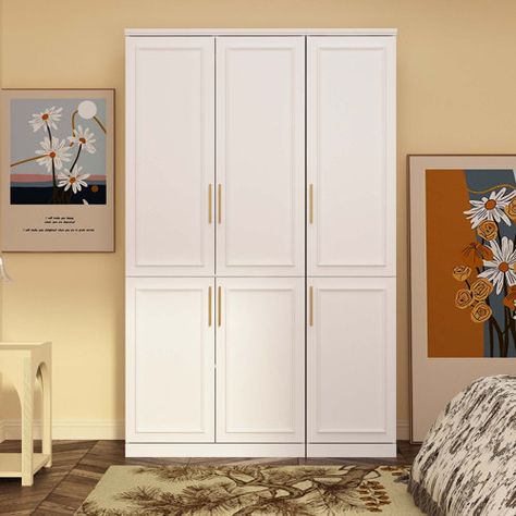 Latitude Run® Myleisha Armoire | Wayfair Built In Armoire, Corner Wardrobe, Wood Armoire, Clothes Racks, Bedroom Armoire, Closet Cabinets, Bedroom Essentials, Wardrobe Armoire, Glass Cabinet Doors