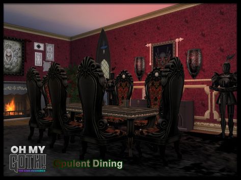 Goth Dining Room, Goth Sims 4, Goth Pajamas, Sims 4 Cc Goth, Goth Houses, Traditional Goth, Sims Medieval, Sims 4 Body Mods, Tumblr Sims 4