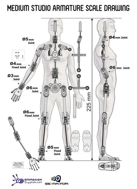 Medium Studio Armature - Ready-made Stop Motion Armature from Animation… Robotic Blueprints, Mechanical Joints, Robot Humanoid, Stop Motion Armature, Animation Stop Motion, Scale Drawing, Skeletal System, Arte Robot, Arte Cyberpunk