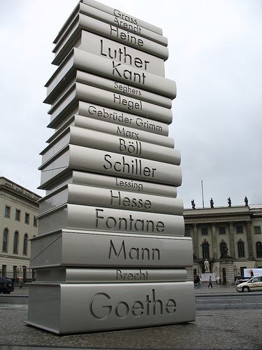 The massive tower of books contrasts vividly with the adjacent book burning site.Visit the site.cc Bebelplatz Berlin, 2 Days In Berlin, Book Burning, Modern Books, Book Sculpture, Writers And Poets, Anne Frank, German Design, Stack Of Books