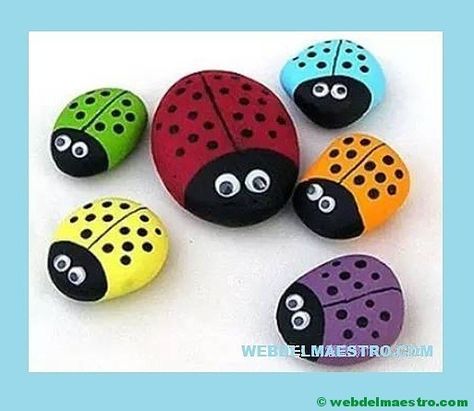 Ladybug Rocks, Summer Crafts For Kids, Painted Rocks Craft, Paint Rock, Pet Rocks, Pebble Painting, Rock Crafts, Summer Crafts, Spring Crafts