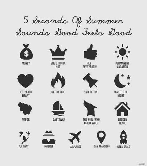 5sos Small Tattoos, 5 Seconds Of Summer Tattoo Ideas, 5sos Tally Tattoo, 5sos Tattoo Jet Black Heart, 5sos Easier Symbols, Sounds Good Feels Good, 5sos Tattoo, Lyric Drawings, Summer Tattoo