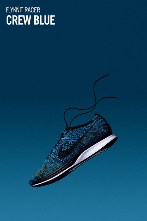 Nike | Flyknit Racer "Crew Blue" Nike Flyknit Racer, Flyknit Racer, Nike Flyknit, Nike Logo, Just Do It, Nike Free, Men's Fashion, Sneakers Nike, Nike