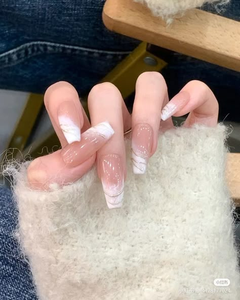 Neutral Nail Art Designs, Ombre French Nails, Asian Nails, Fancy Nails Designs, Beauty Nails Design, Casual Nails, Blush Nails, Nail Stuff, Classy Acrylic Nails