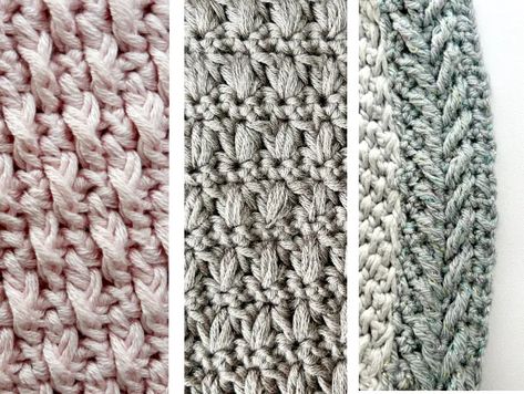 Crochet Raised Stitches, Free Crochet Stitch Patterns, Free Crochet Stitches, Crochet Stitch Patterns, Different Crochet Stitches, Easy Patterns, Crochet Stitches Guide, Half Double Crochet Stitch, Crochet Motif Patterns