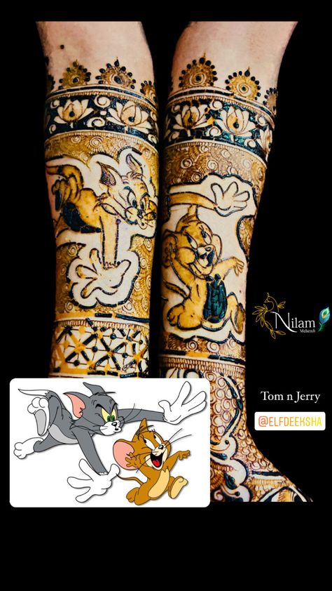 Tom and jerry Tom And Jerry Mehndi Design, Tom And Jerry Drawing, Latest Bridal Mehndi Designs, Mehndi Designs Book, Bridal Mehndi Designs, Mehandi Designs, Bridal Mehndi, Mehndi Designs For Hands, Mehendi Designs