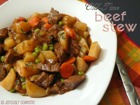 Joyously Domestic: PD's Old-Time Beef Stew Dutch Oven Beef Stew, Oven Beef Stew, Easy Beef Stew, Hearty Beef Stew, Stew Meat Recipes, Slow Cooker Beef Stew, Beef Stew Recipe, Cooked Veggies, Beef Dinner