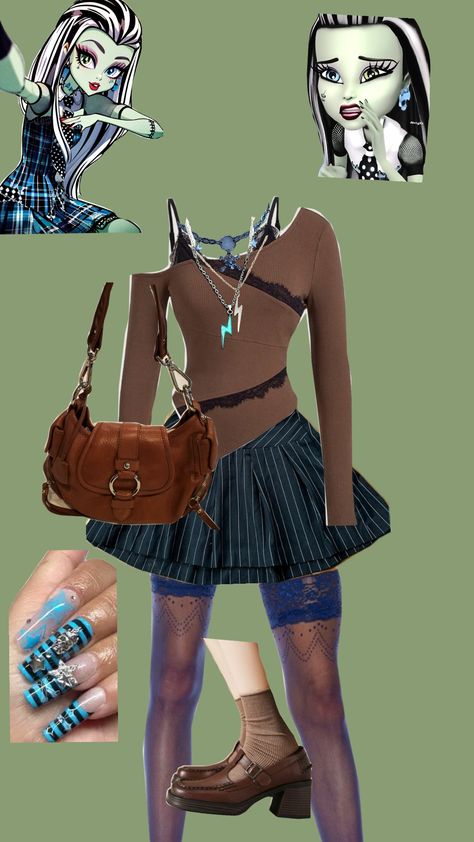 monster hogh inspired outfit (frankie) #monsterhigh #outfit #outfitinspo #aesthetic #grunge Hunter Outfit Aesthetic, Monster Hunter Outfit, Frankie Monsterhigh, Hunter Outfit, Frankie Stein, Swaggy Outfits, Outfit Aesthetic, Monster Hunter, Aesthetic Grunge