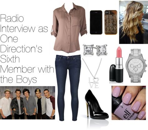 "Radio Interview as One Direction's Sixth Member with the Boys" by abs-of-steel ❤ liked on Polyvore Radio Interview, Black Shoes Heels, Dark Blue Jeans, Lookbook Outfits, The Boys, Shirt Top, One Direction, Blue Jeans, Fashion Looks