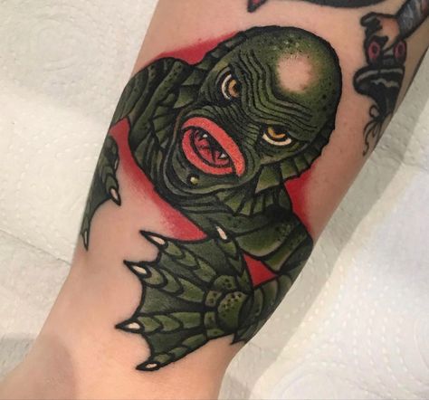 Black Lagoon Tattoo, Lagoon Tattoo, Jessica O, Make A Monster, Zombie Tattoos, Monster Tattoo, Torso Tattoos, Creature From The Black Lagoon, Movie Tattoos